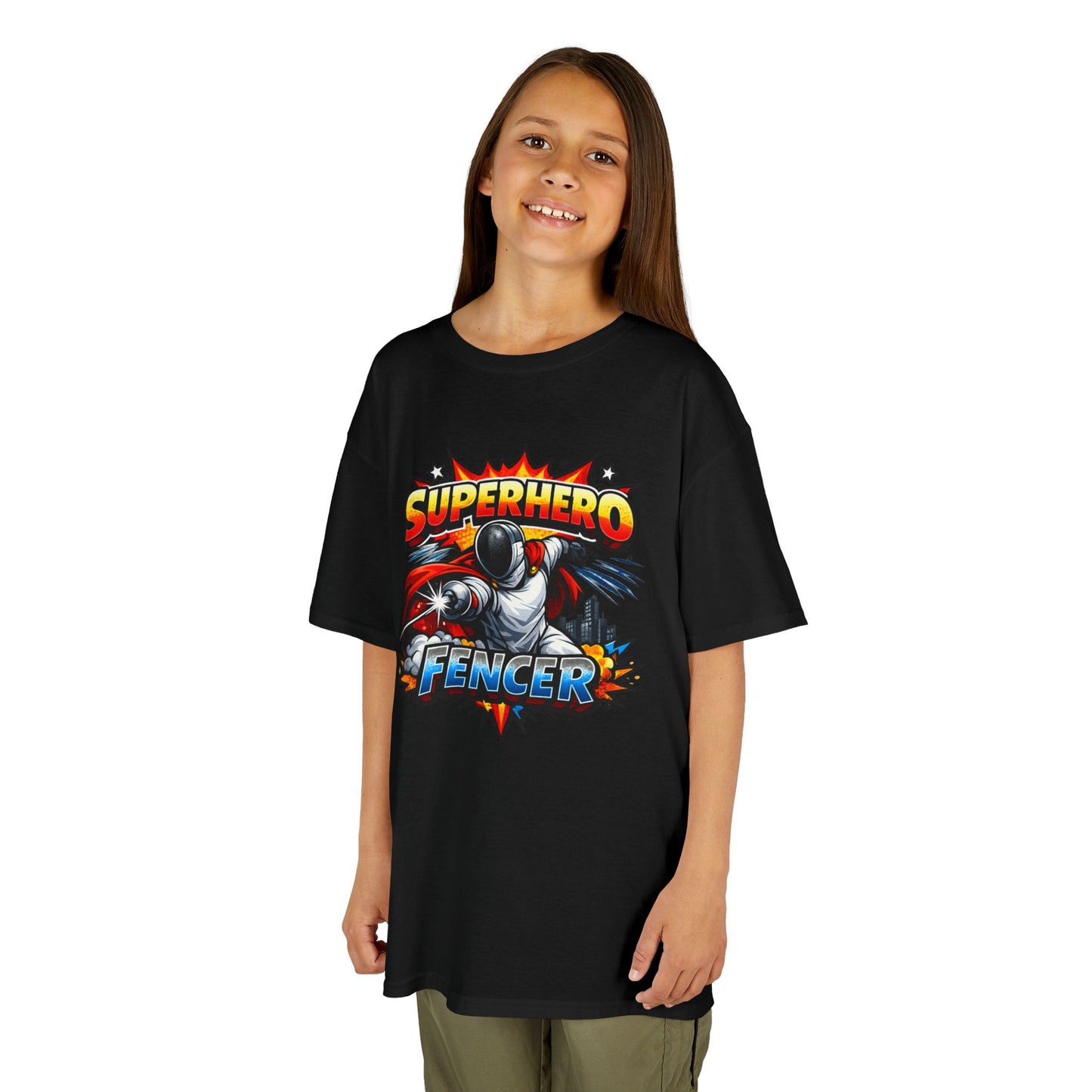 Kids T-Shirt: Superhero Fencer Graphic Tee