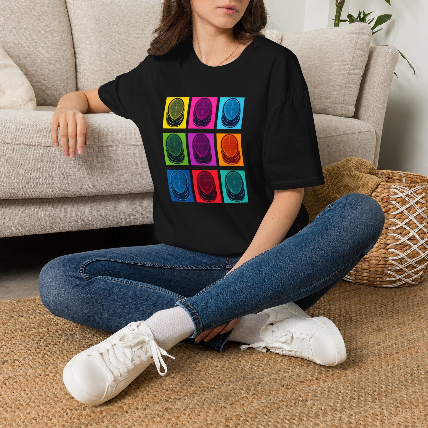 Retro Neon Fencing Mask Graphic T-Shirt