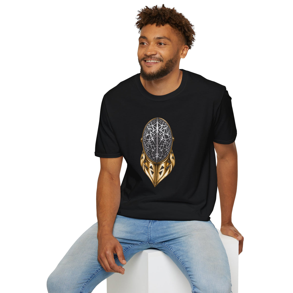 Futuristic Geometric Fencing Mask T‑Shirt
