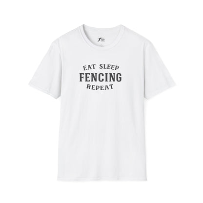Fencing T-Shirt — "Eat Sleep Fencing Repeat" Athletic Crew Tee