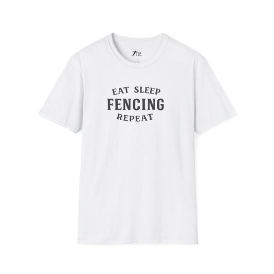 Fencing T-Shirt — "Eat Sleep Fencing Repeat" Athletic Crew Tee