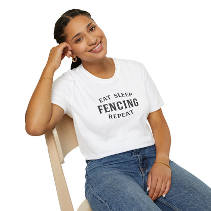 Fencing T-Shirt — "Eat Sleep Fencing Repeat" Athletic Crew Tee