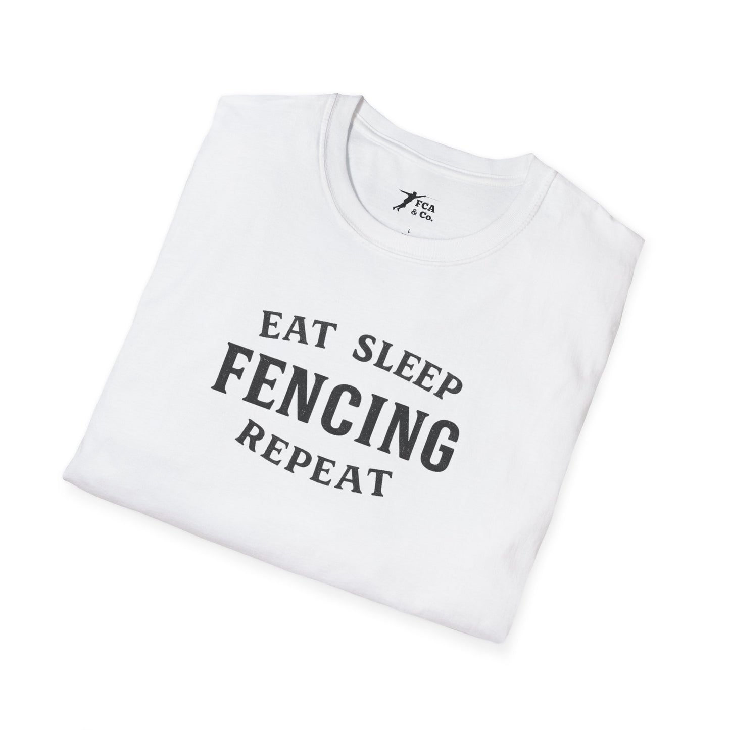 Fencing T-Shirt — "Eat Sleep Fencing Repeat" Athletic Crew Tee