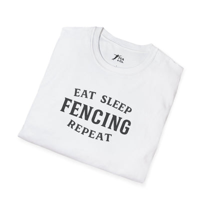 Fencing T-Shirt — "Eat Sleep Fencing Repeat" Athletic Crew Tee