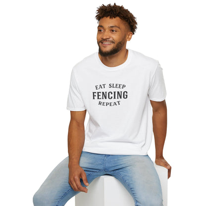 Fencing T-Shirt — "Eat Sleep Fencing Repeat" Athletic Crew Tee