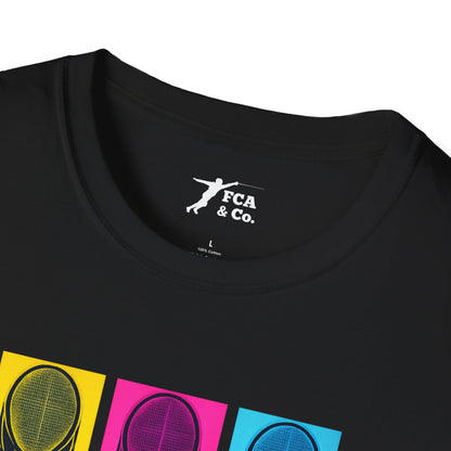 Retro Neon Fencing Mask Graphic T-Shirt